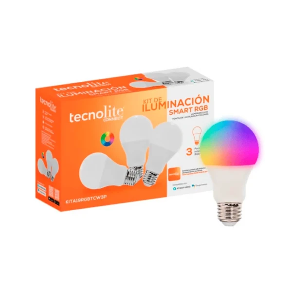 PAQUETE 3 FOCOS LUZ RGBW