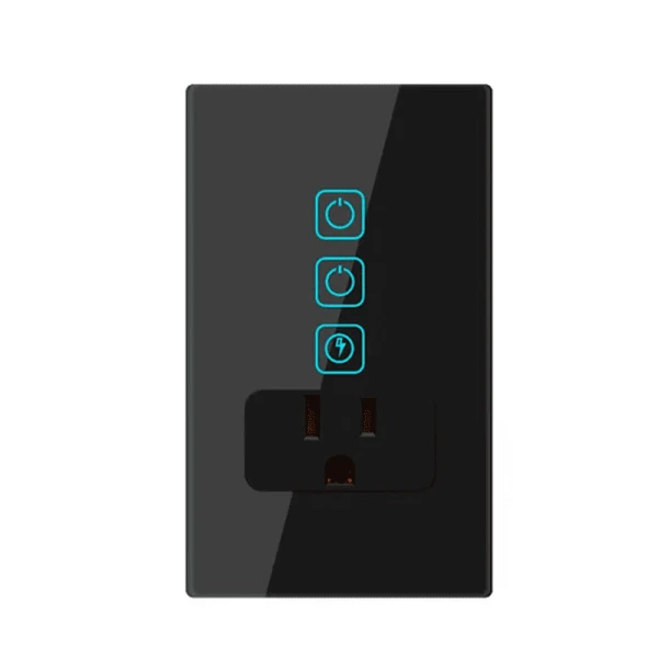 APAGADOR CON CONTACTO + 2 BOTONES NEGROS